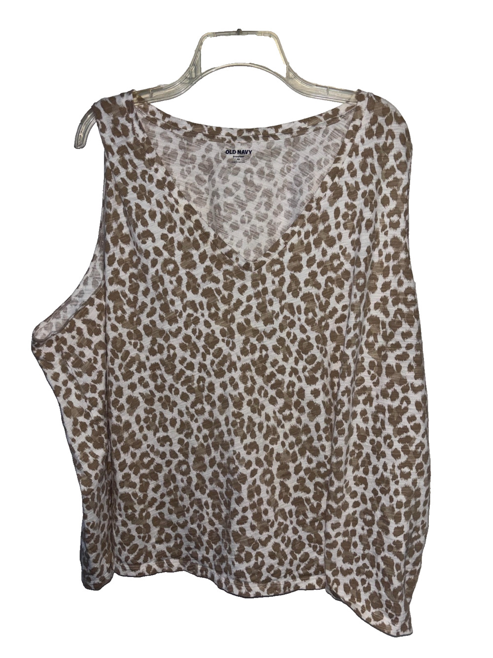 Old Navy Leopard Print Everywear V-Neck Tank Top Women's Plus Size 4X EUC